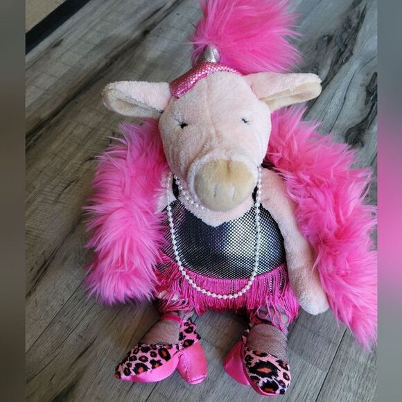 Manhattan toy tippytoes pink pig flapper girl plush - Picture 1 of 8